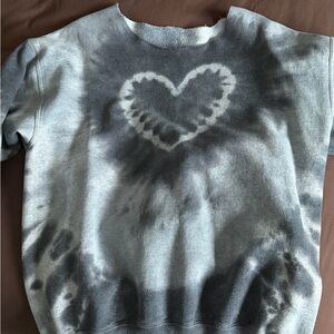 Urban Outfitters Gray Tie-Dye Heart Sweater